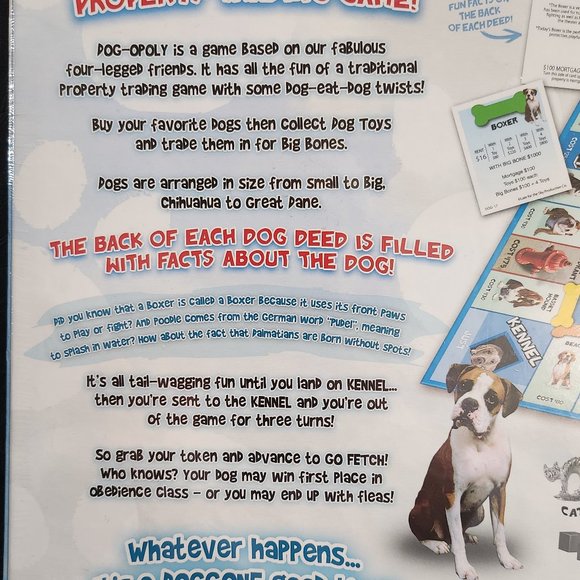 Late For The Sky Dog-opoly Monopoly Great Gift for Dog Lovers Family Fun New Sea - Picture 3 of 9